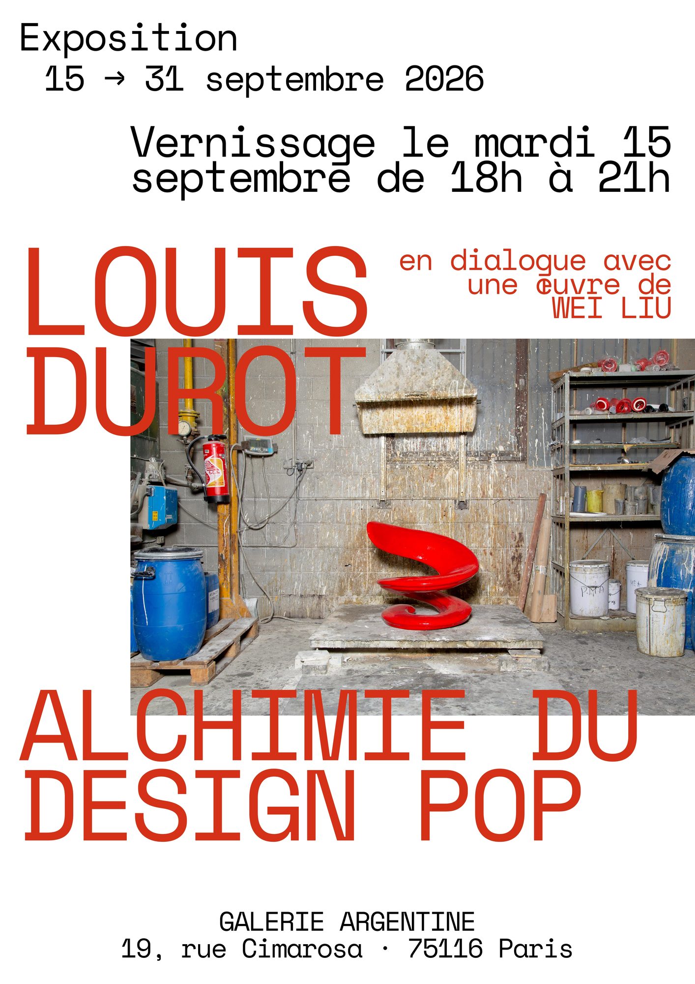 Affiche de l'exposition Alchimie du design Pop, Galerie Argentine, Paris